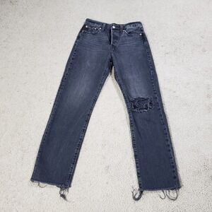 Levi's Wedgie Straight Jeans Women 26x28 Black Raw‎ Hem Premium